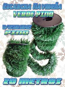 Guirnalda Escarcha VERDE PINO Navideña Rollo Con 20 Metros. - Verde Oscuro - Ver 1