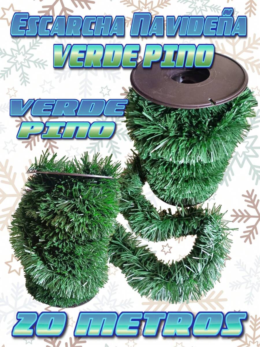 Guirnalda Escarcha VERDE PINO Navideña Rollo Con 20 Metros. - Verde Oscuro - Ver 1