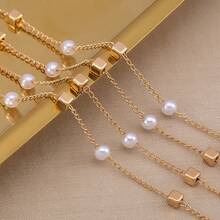 1m 塑料金色立方體＆ CCB ＆仿珍珠串珠項鏈＆手鍊鏈製作用品，適用於女性DIY獨特珠寶