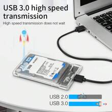 Transparent USB 3.0 Harddisk Boxes 2.5inch SATA SSD 2.5'' Hard Drive Mobile External Housing HDD Enclosure Portable USB3.1 To SATA III Case 5Gbps Transfer Speed With USB C Cable - Transparent USB3.0 micro-B interface - View 3