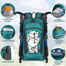 Hiking Backpack Men Women 40L Waterproof Backpack Lightweight Large Travel Backpack Trekking Backpack With Reflective Stripes For Climbing Cycling Mountaineering Travelling - Green - View 4