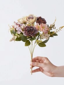 1 件/3 件浪漫玫瑰和牡丹花束人造花手持插花适用于婚礼/家居/卧室/客厅/餐桌装饰/新娘花束、情人节、礼物 - 卡其色 - 查看 6