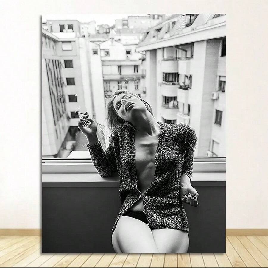1 幅北欧黑白海报帆布画性感时尚女性墙面艺术摄影印刷品抽象墙面装饰客厅画 - A 無框 - 查看 1
