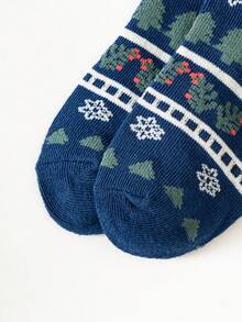 5雙兒童聖誕襪,可愛印花女孩襪子,時尚的聖誕節裝飾禮物 - 彩色 - 查看 8