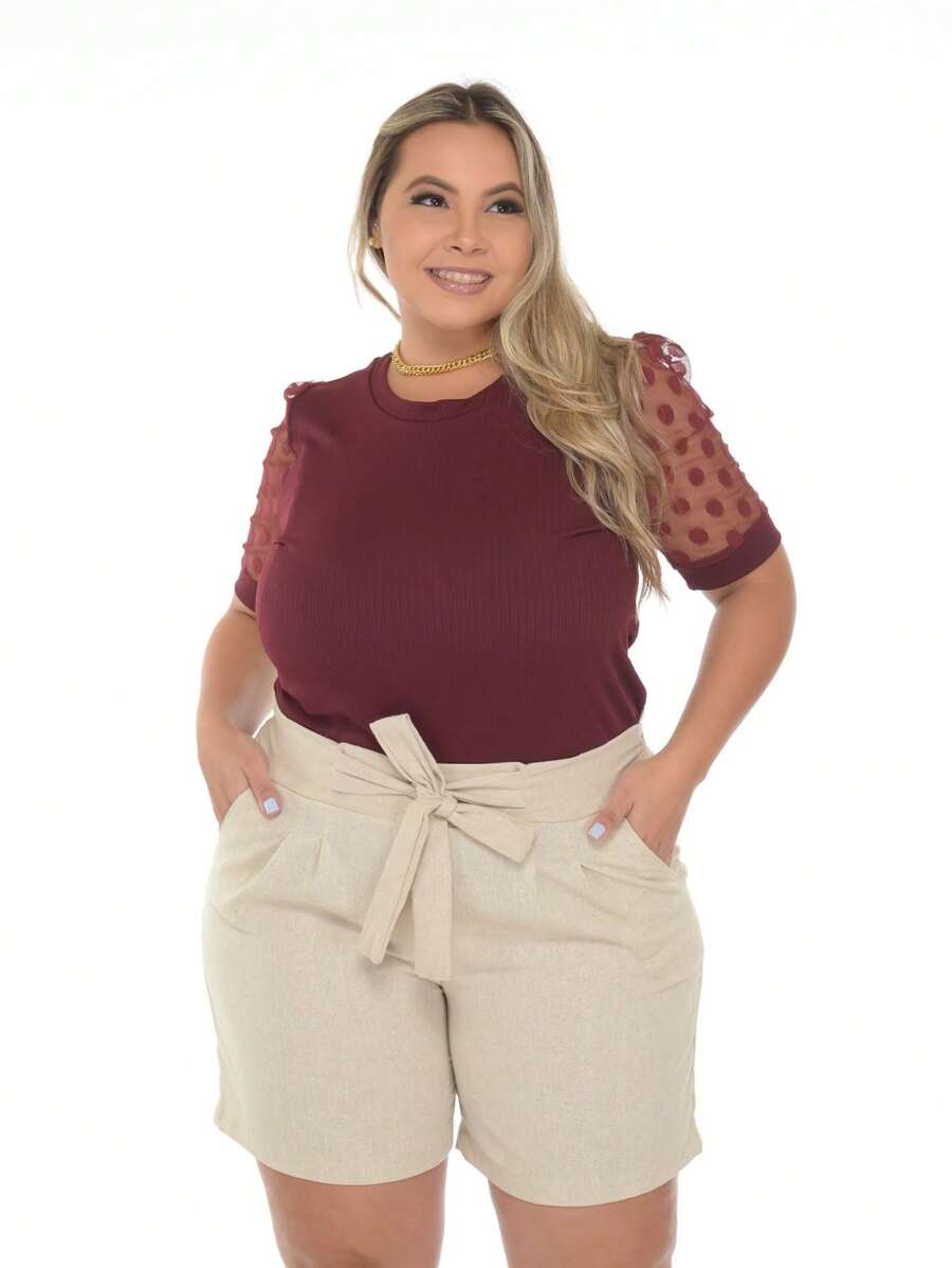 Plus Size Shorts - Màu be - Xem 1