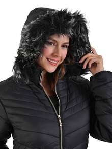 Pink Jackets Coats For Women With Detachable Plush Hat (2 PIECES N/Pale Pink) - Multicolor - View 6