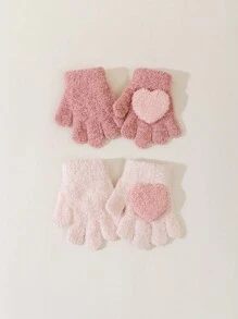 可爱时尚小巧心形设计舒适粉色婴儿手套 - 粉色 - 查看 3