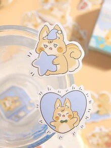 1 Caja De 45 Piezas De Pegatinas Adhesivas Con Forma De Conejo Y Gato De Dibujos Animados Para Uso Diario, Adecuado Para Scrapbooking Y Journaling - Multicolor - Ver 5