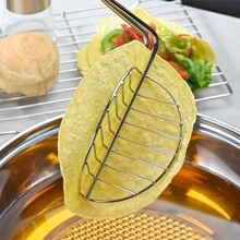 Pinzas Para Tacos Acero Inoxidable Hacer Tortillas Caseras.Máquina para hacer conchas de tortilla de acero inoxidable, molde para freír en forma de L, conchas de taco prensadas, utensilios de cocina - Rojo - Ver 4