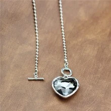 1pc Asymmetrical Crystal & Elegant Tassel Sweater Chain Design Necklace - Grey - View 2