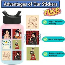 50入組/包日式復古塗鴉貼紙,適用於吉他、滑板、瓶子、車頂、雪杖、筆記本電腦、手機殼、冰箱門、行李箱、摩托車、汽車等 Diy 手繪貼紙,是感恩節和聖誕節的完美禮物