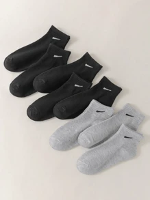 2/5/6/8/10/12/15/16/20 双女士踝袜，经典黑色，简约舒适，透气，男女通用日常白袜，全年适用 - 黑色 - 查看 3