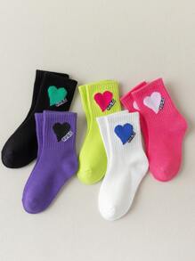 5雙女童純色彩色高彈力運動時尚襪,彈性和透氣,適用於四季,適用於日常使用,適合學生搭配運動和休閒鞋,時尚系列 - 彩色 - 查看 11