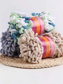 一捆100克甜甜圈狀毛線,適用於diy編織毯子、墊子、圍巾、帽子、毛絨玩具和保暖毛絨座墊。總長度約為800cm/315英寸。 - 玫粉白 - 查看 5