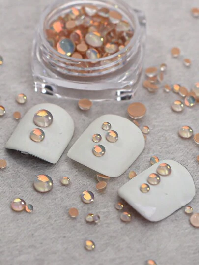 Bộ trang sức móng tay đính đá pha lê Maillard màu be, nhiều kích cỡ, đáy phẳng, phụ kiện trang sức móng tay mùa thu đông, phụ kiện trang trí móng tay tự làm, đá quý làm móng, đồ dùng làm móng