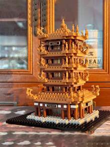 Set de bloques de construcción de mini-edificio 3D del Pabellón de la Grulla Amarilla, estilo de arquitectura famosa mundial de China, rompecabezas cerebral, regalo de Navidad, 1 pieza, decoración de habitación