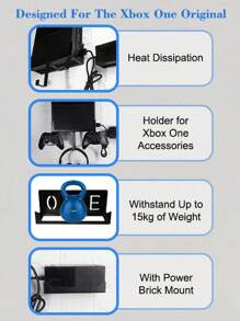 1 Soporte De Pared Para Xbox One (consola No Incluida), Con Soporte De Controlador Desmontable Y Gancho Para Auriculares, Accesorio De Juego Perfecto, Gran Idea De Regalo - Negro - Ver 8