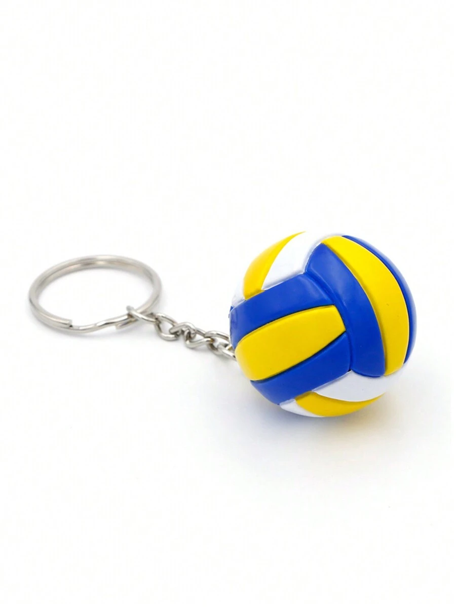 1pc Creative Soft Rubber Volleyball Shaped Keychain For Men Casual