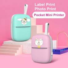 SIMSONLAB 1 Mini Impresora Térmica Portátil Azul Y 3 Rollos De Papel De Impresión A Color (regalo), Estilo Dulce Y Lindo, Adecuada Para Estudiantes Y Adultos Para Imprimir Fotos, Preguntas Incorrectas Y Ejercicios De Búsqueda, Compatible Con Sistemas Ios Y Android - Juego de 4 piezas azul B - Ver 4