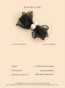 2pcs Simple & Vintage Pearl Decor Shoe Clip With Fishnet Lace For Elegant And Stylish Look