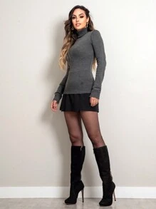 Women Knit Tops - Dark Grey - View 1