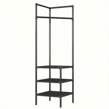 Corner Clothes Hat Rack, Garment Hanger, Triangle Clothing Rack, Bedroom Storage Shelf, Clothing Organizer - Black - View 3