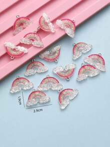 12入組隨機顏色diy透明雲形和彩虹形吊墜,可用於項鍊、耳環、鑰匙扣等 - 彩色 - 查看 2