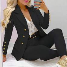 Conjunto 2pzs Traje Sastre Formal Para Mujer/blazer+pantalón - Negro - Ver 1