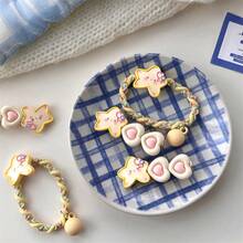 1入組可愛的奶油黃色星形髮飾,清新甜美的設計髮帶,適用於女孩日常穿著