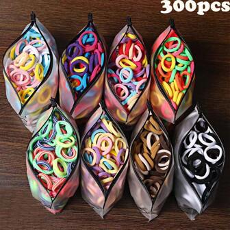 300入組可愛的兒童女孩髮帶-彩色彈性聚酯纖維髮帶!