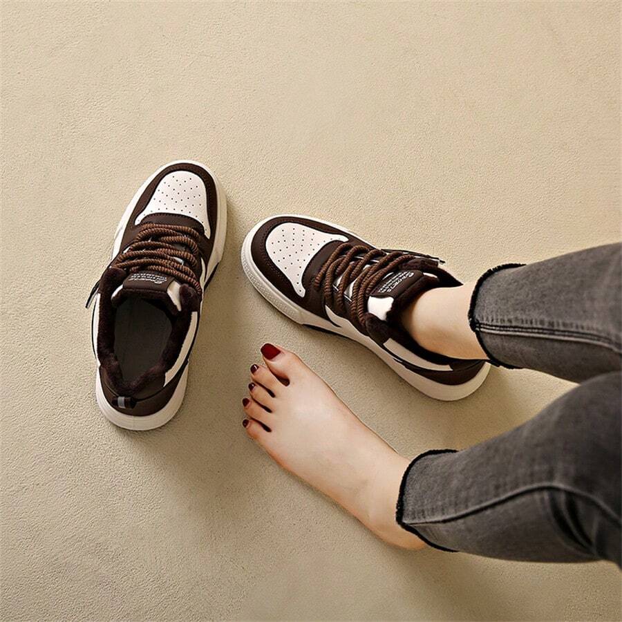 Của phụ nữ Mùa Đông High Top Giày thể thao Với Sang trọng Lót - màu nâu - Xem 1