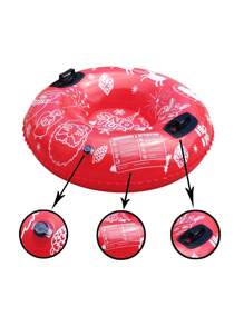 1入組兒童和成人專用雪橇,加厚耐用硬底雪橇配有手柄,適用於戶外滑雪休閒活動冬季玩具 - 紅色 - 查看 3