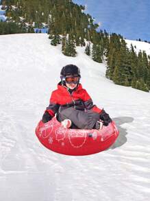 1入組兒童和成人專用雪橇,加厚耐用硬底雪橇配有手柄,適用於戶外滑雪休閒活動冬季玩具 - 紅色 - 查看 1