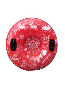 1入組兒童和成人專用雪橇,加厚耐用硬底雪橇配有手柄,適用於戶外滑雪休閒活動冬季玩具 - 紅色 - 查看 2