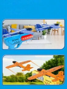 1pc Children's Color Sorting Educational Ejection Airplane Gun Toy With 3 Cartoon Colored Lightweight Foam Airplanes - Yellow - View 5