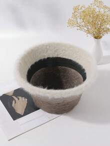 LEAJOURNO. 1入組女士毛絨漏斗帽，秋冬季節保暖實用，大頭遮陽帽，毛絨漏斗帽優雅 - 棕色 - 查看 7