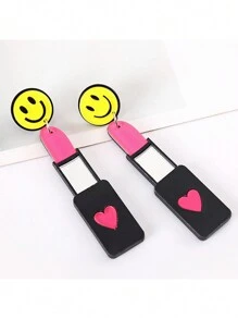 1 對卡通壓克力微笑、心型和口紅形耳環