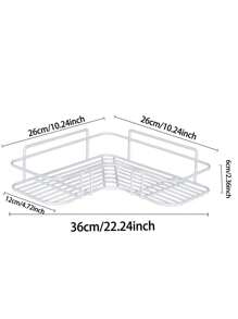 1個白色三角形鐵製多功能浴室和廚房收納架,無需鑽孔安裝 - 白色 - 查看 5
