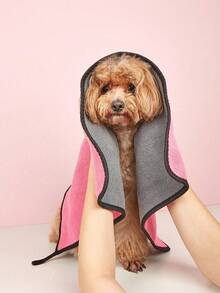 1pc Random Color Coral Fleece Pet Bath Towel Ultra Absorbent Microfiber Towel For Cats And Dogs - Multicolor - View 2