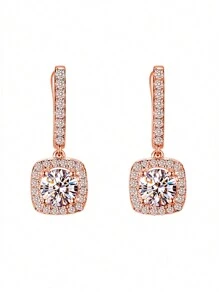 1对浪漫立方氧化锆水滴耳环，适合女性佩戴，是婚礼、订婚、周年纪念、派对、情人节及其他场合的理想之选。 - 玫瑰金 - 查看 7