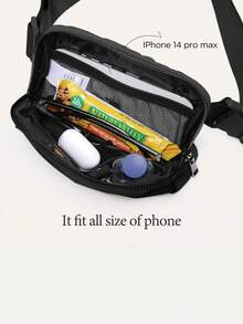 Unisex Mini Waist Pack With Adjustable Shoulder Strap, Multiple Ways To Wear, Ideal For Daily Use, Outdoor Fitness, Running, Cycling, Traveling, Etc. Suitable For Teenagers - Black - View 2