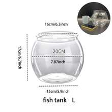 1pc Round Plastic Transparent Fish Tank - Goldfish Tank Desktop Living Room Mini Aquarium Office View Tank Turtle Tank - Clear - View 8