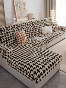 1入厚實絨毛沙發座套為秋冬季全包式防滑彈性沙發巾,四季通用溫暖現代簡約風格沙發墊,鹿鳴斑片設計 - 黑色 - 查看 5