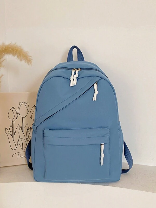 1 Peça Mochila Feminina Simples E Sólida Para Garotas, Bolsa De Escola Mochila Para Adolescentes Para Viagem, Bolsa De Ombro Casual