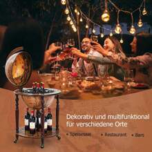 Globe Bar Vintage With Wheels, Bar Cart With Lid & Base Plate, Table Bar Globe Decorative Bar Home Bar For Wine - 棕色 - 查看 5