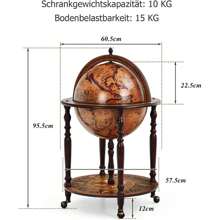 Globe Bar Vintage With Wheels, Bar Cart With Lid & Base Plate, Table Bar Globe Decorative Bar Home Bar For Wine - 棕色 - 查看 3