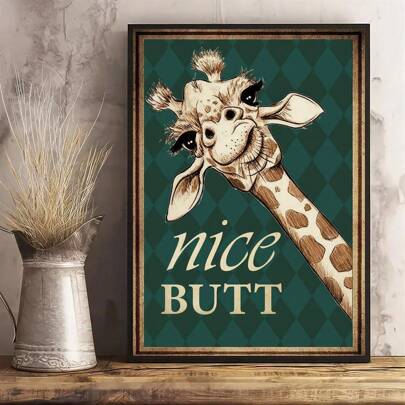 1pc Vintage Giraffe Poster - Funny Animal Butt Wall Art For Bedroom, Living Room - Canvas Home Decor, Room Decor, Bedroom Decor - Unframed Canvas Print Gifts Birthday Graduation