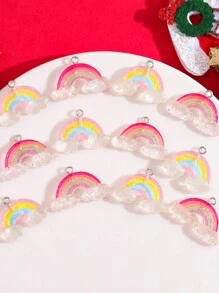 12入組隨機顏色diy透明雲形和彩虹形吊墜,可用於項鍊、耳環、鑰匙扣等 - 彩色 - 查看 1