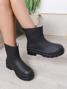 Mới Của phụ nữ Không thấm nước Giày ống Với Dày Giữa bắp chân Đơn giản Đúng mốt Giày Mưa  , Ngoài trời Mềm mại Không thấm nước , Ấm áp Giày đi mưa Đối với Quý cô - màu đen - Xem 6