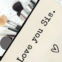 套裝，姐姐禮物套裝，最好的朋友禮物，高端防水亞麻化妝袋和不銹鋼鑰匙扣，姐妹女友禮物，紀念品生日情人節復活節婦女節派對伴娘化妝盥洗袋，亞麻套裝，海灘必備品，夏季女包，適合旅行，度假，假期和沙灘 - 米色 - 查看 2